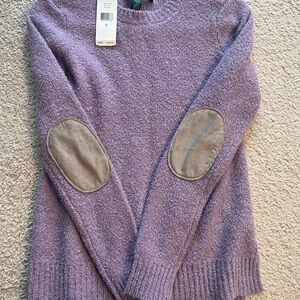 Lauren Ralph Lauren Purple Sweater with Beige Elbow Patches